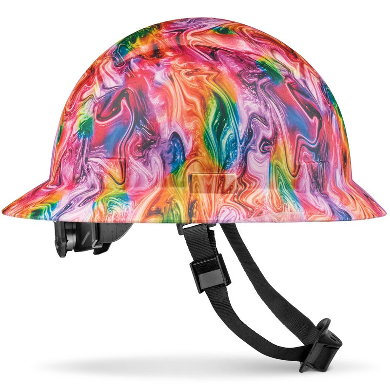 Acerpal Full Brim Non-Vented Psychedelic Art Design Matte Finish OSHA Hard Hat with 6 Point Suspension - Image 1